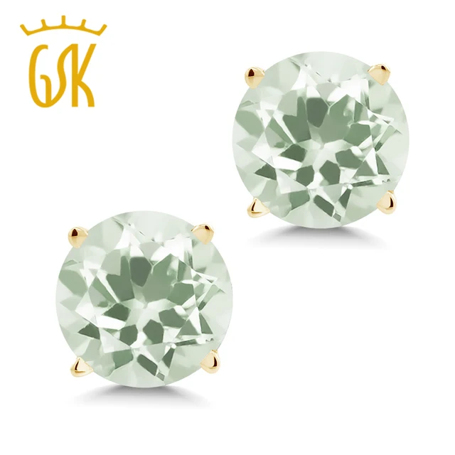 Women Jewelry Earring Austria 1 90 Ct Round 6mm Green Amethyst 14k Women Jewelry Earring Austria 1 90 Ct Round 6mm Green Amethyst 14k Yellow Gold Stud Earrings High