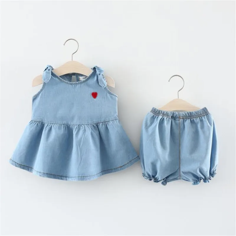 Children Clothing Sets Denim fabric Baby Girls Clothes Kids Tracksuits