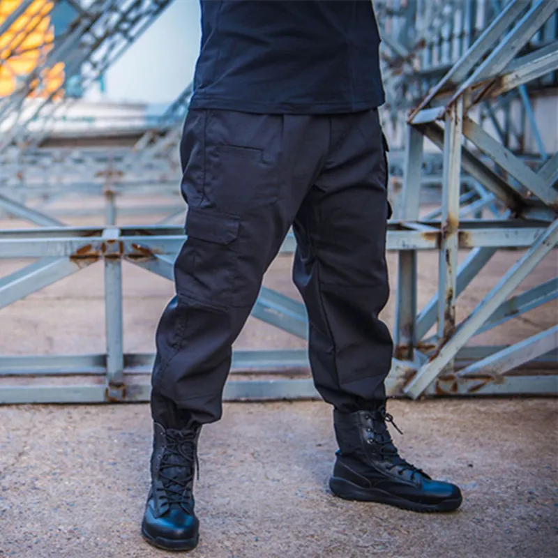 

Outdoor Training Hiking Waterproof Loose Pocket Straight Tactical Trousers Plaid Fabric Water Repellent Ripstop Pants Overalls