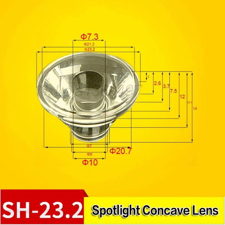 

23.2mm LED lens optical lens condenser lens Optical projection lens flashlight concave lens