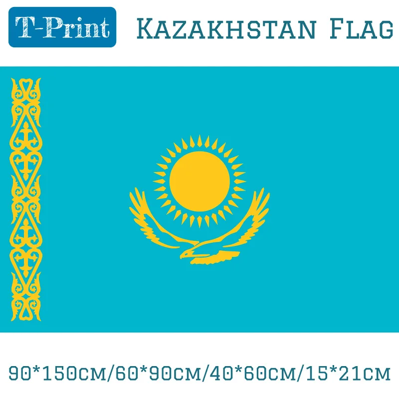 

Free shipping 90*150cm/60*90cm/40*60cm/15*21cm Kazakhstan National Flag Polyester Banner For Festivals World Cup Olympic Games