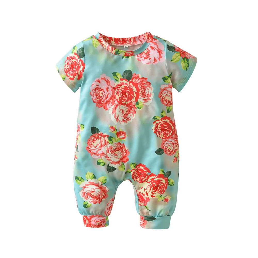 Summer Baby Girl Rompers Short Sleeve Floral Baby Girls Clothes Infant