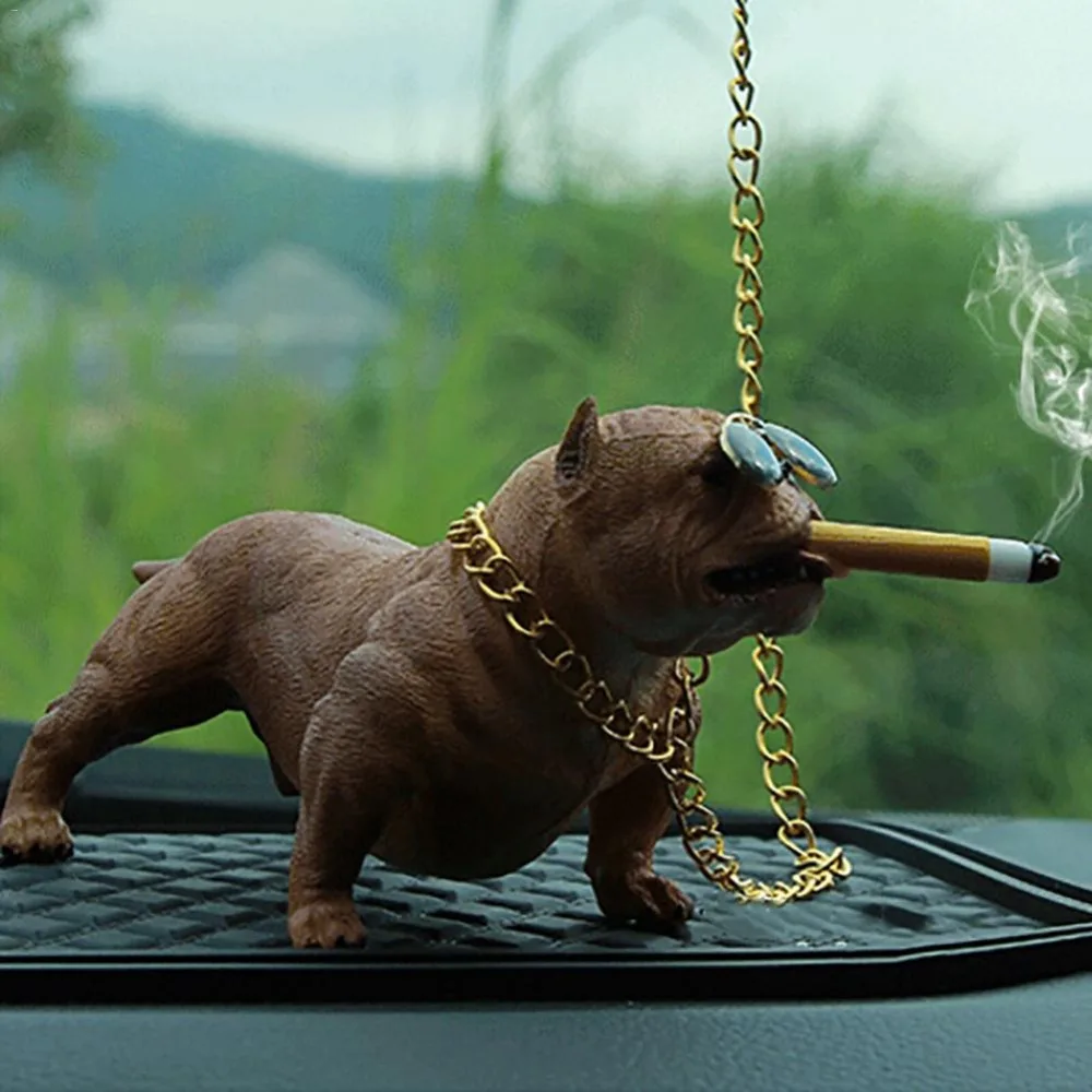 waterfaill Ornamento di Auto Bully Dog Cartoon Doll Decorazione di Automobili Bully Pitbull Simulato Car Dog Ornamenti per Bambole 