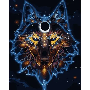 

Painting By Numbers DIY Dropshipping 40x50 50x65cm Mask behind the wolf Animal Canvas Wedding Decoration Art picture Gift