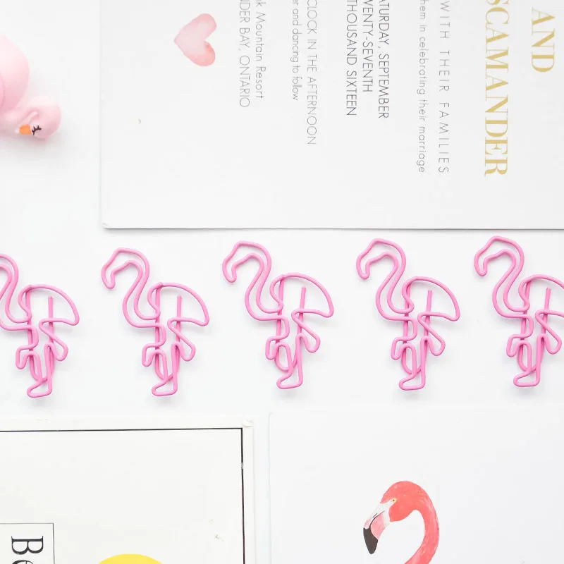 10Pc Roze Leuke Flamingo Paperclip Baby Shower Verjaardagsfeestje Decoraties Kids Flamingo Notebook Bookmark Foto Foto Paperclip