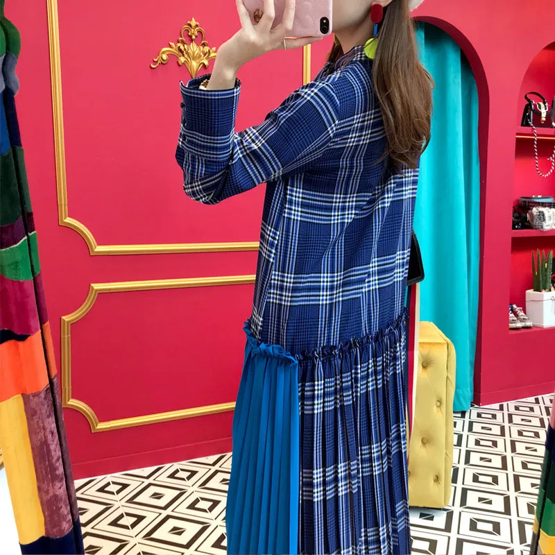 

South Korean hot style ns little sister article recommended ~ led color pleated plaid dress women's dress