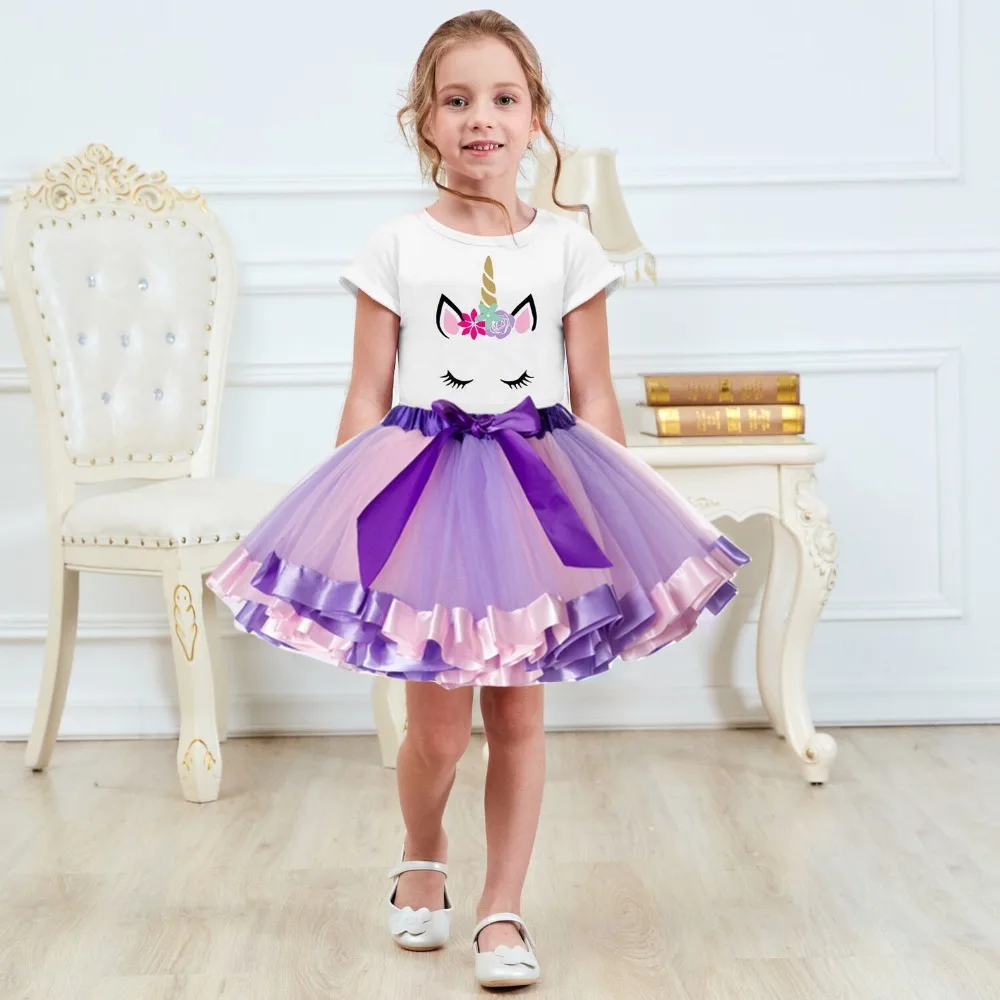 Unicorn Clothing Sets Baby Girls Clothes 2021 Summer Princess Party Unicorn Colorful tutu Dress Kids Birthday Ball Gown Dresses baby boy clothing sets