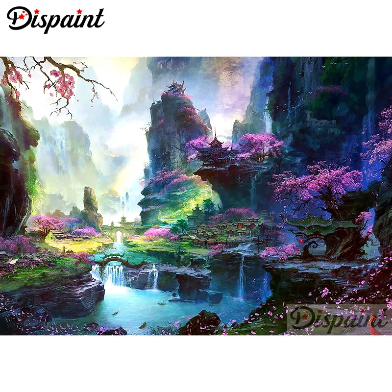 

Dispaint Full Square/Round Drill 5D DIY Diamond Painting "Flower cliff" Embroidery Cross Stitch 3D Home Decor A10636