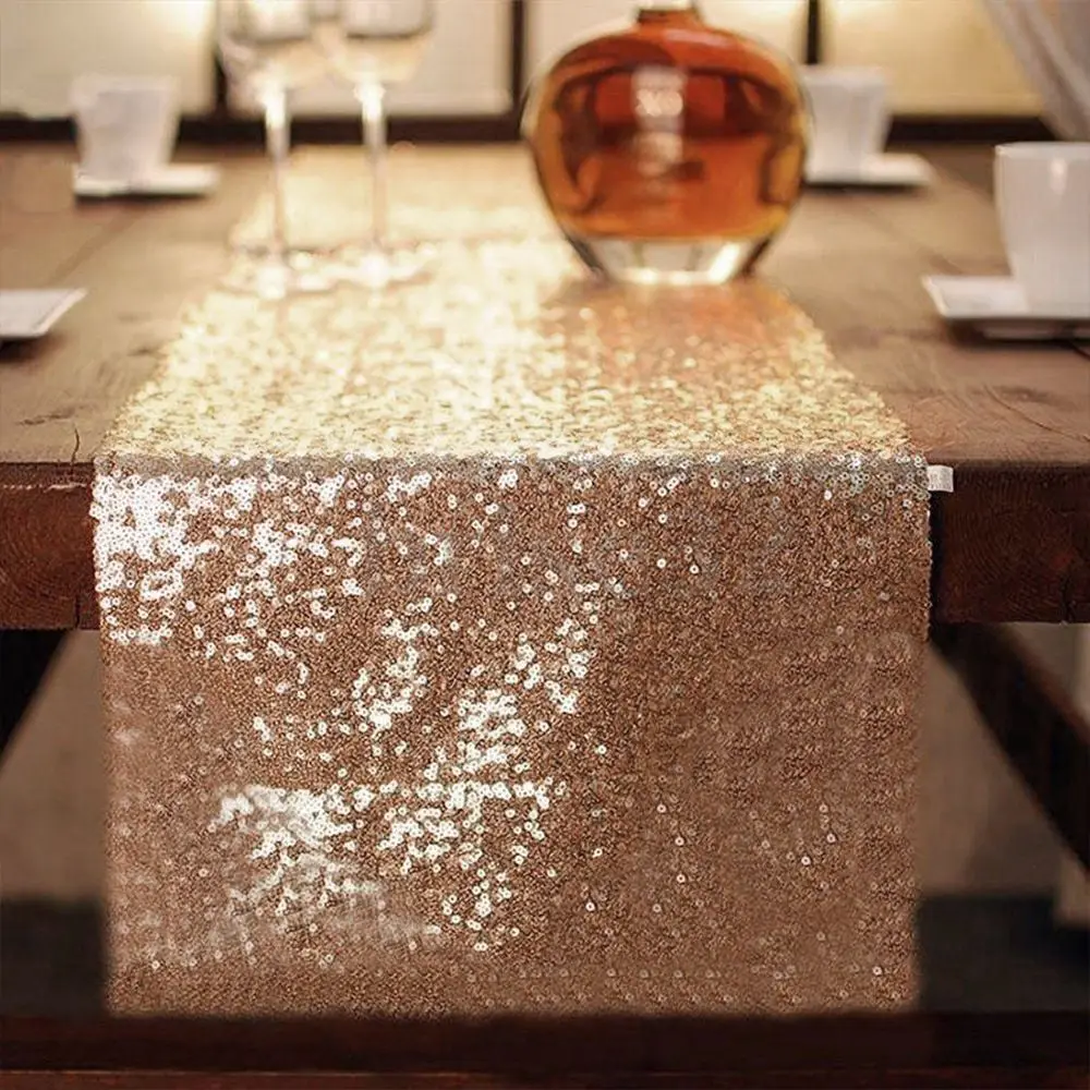 

30x180cm Sequin Table Runner Sparkly Rose Gold for Home Wedding Party Christmas Decoration Tablecloth Table Runners
