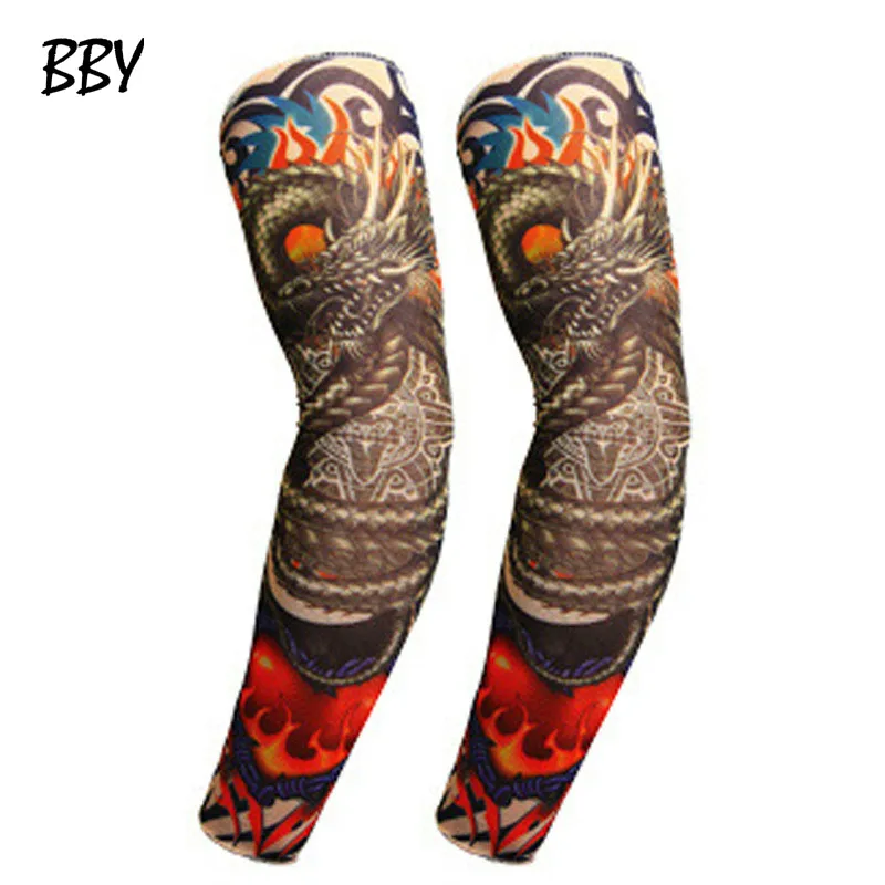 

Random 1pcs Temporary Fake Slip On 3D Tattoo Sleeve Arm Sleeves Kit Elastic Arm Stockings Tatoo For Cool Men Women R462