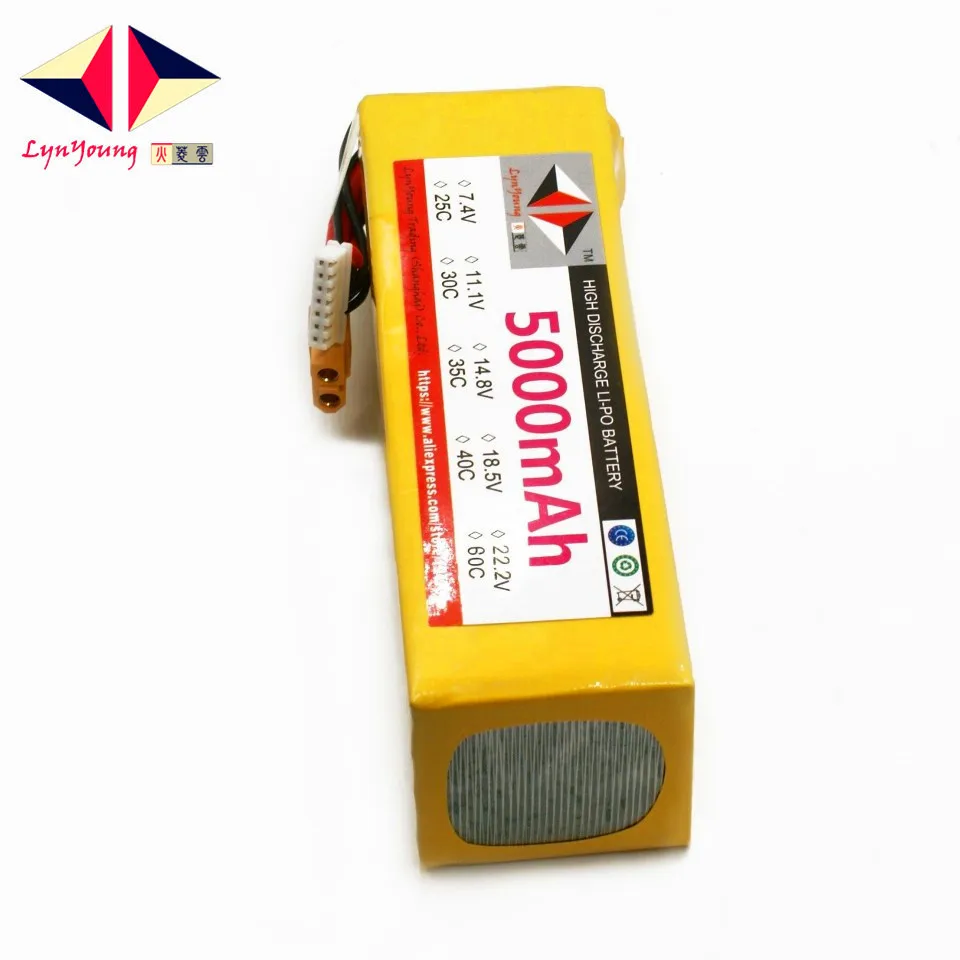 

LYNYOUNG 6S RC Lipo Battery 22.2V 5000mAh 60C 120C For truck Car Quadcopter Helicopter Drone part