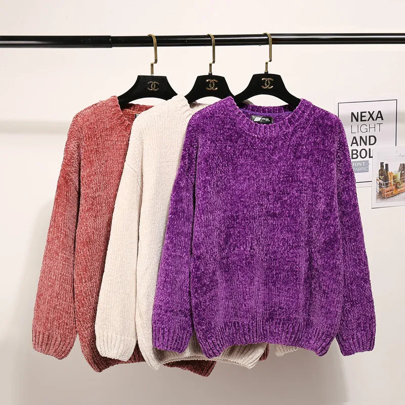 Модный зимний теплый свитер с круглым вырезом для женщин,, вязаный свитер с длинным рукавом и пуловеры, женский джемпер, трико, топы, Pull Femme