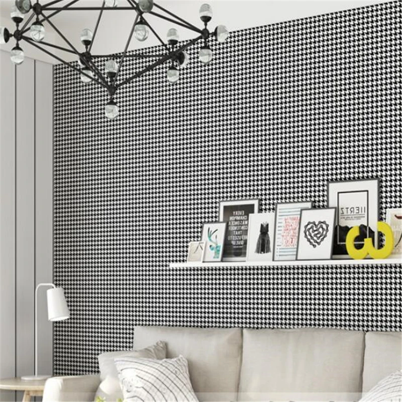 Beibehang Хаундстут черный и белый плед обои современный минималистский простой скандинавском стиле ins спальня гостиная обои