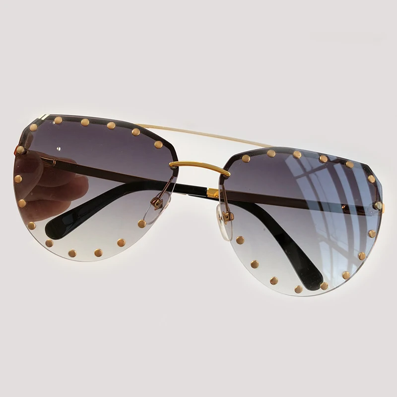 

UV400 Sunglasses Women Brand Designer High Quality Rimless Gradient Lens Female Sun Glasses 2019 New Fashion Shades with Box