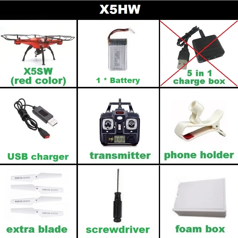 SYMA X5SW FPV RC Дрон, 2.4G 6-осевой квадрокоптер, с камерой 2 Мп, Wi-Fi, съемка в реальном времени, дистанционное управление, вертолет, квадрокоптер - Цвет: X5SW Red 1B F