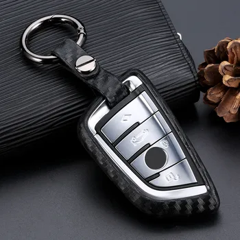 

WFMJ Black Carbon Fiber Silicone 3 4 Buttons Smart Key Chain Holder Cover Fob For BMW 1 2 5 Series X1 X5 X6 X3 M5 M6 F48 F15 F16