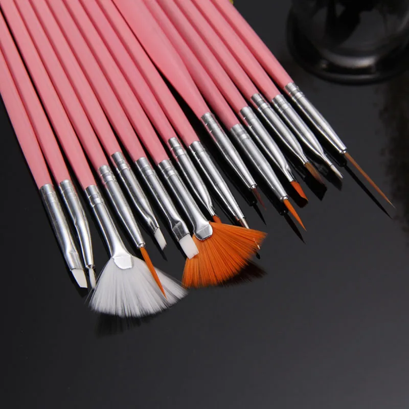  15 pcs/set Nail Art Decorations UV Gel Polish Design Brush Set Kits Nails Painting Pen Brushes Mani