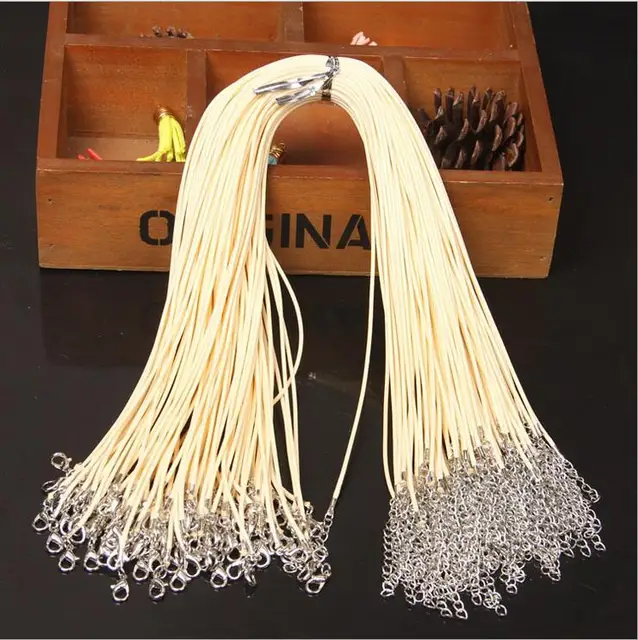 Wholesale 20pcs/lot 1.5mm Multicolor Leather Cord Wax Rope Chain Necklace with Lobster Clasp DIY Jewelry Accessorie Z570 beige