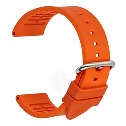 MAIKES Premium Orange Sport Rubber Watch Strap with Black Buckle - 22mm (Orange  S)