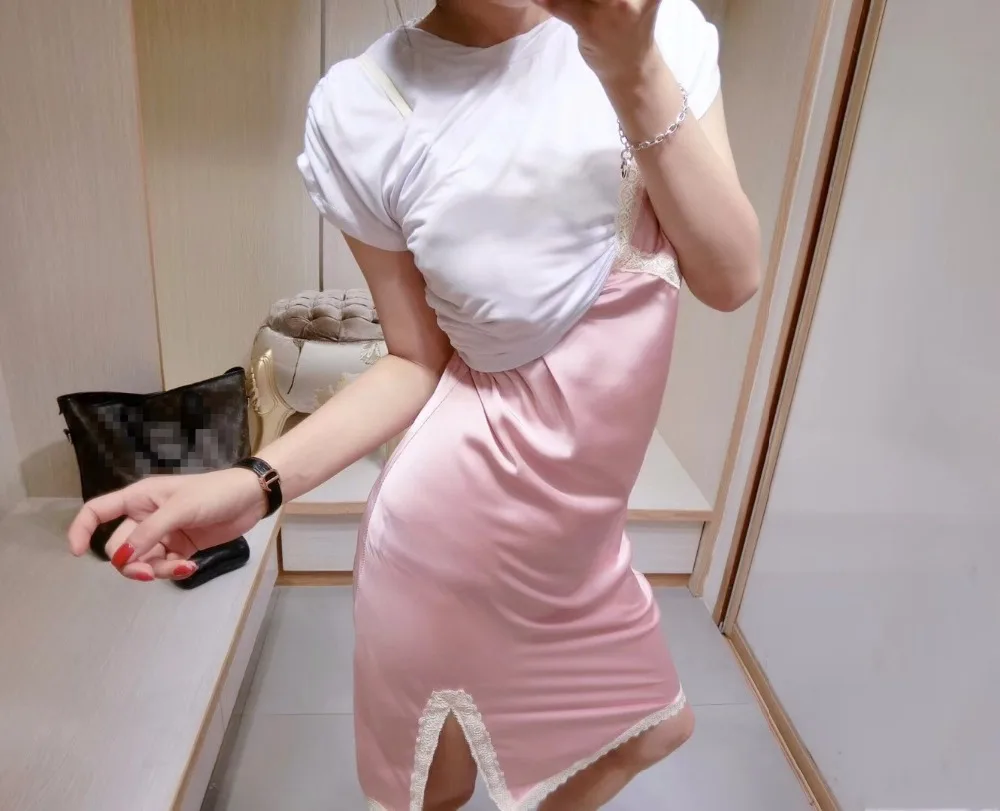 Женское летнее асимметричное розовое платье, дизайнерское лоскутное платье с коротким рукавом, уникальная одежда, одежда для вечеринок, шелковые кружевные сексуальные платья