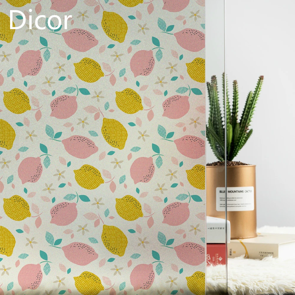 

DICOR 2M Lemon Glass Window Privacy Film No Glue Anti UV Bathroom Kitchen Livingroom Home Decor Door Film BLT1582