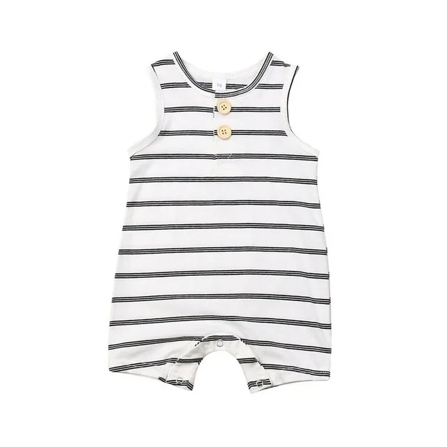 Baby Bodysuits comfotable 2019 Baby Summer Clothing 0-24 Newborn Infant Baby Boy Girl Striped Romper Clothes Sleeveless Striped Summer Outfit Jumpsuit Baby Bodysuits classic Baby Rompers