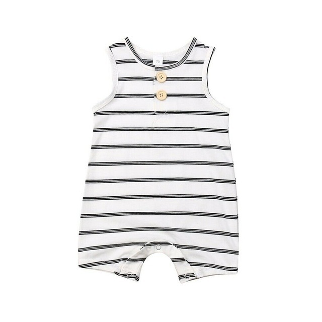Baby Summer Clothing 0-24 Newborn Infant Baby Boy Girl Striped Romper Clothes Sleeveless Striped Summer Outfit Jumpsuit
