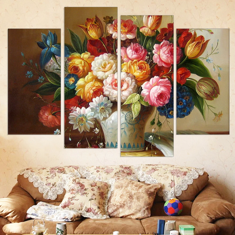 

HD Print Painting Modular Canvas Print Flower Cuadros Decoracion Living Room Pictures on The Wall Unframed picture 4 pcs