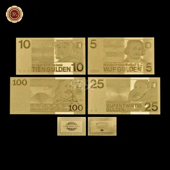 

metal Gold Banknote Netherlands 5 10 25 100 Banknote Paper Fake Money With 3D Printed For Collection
