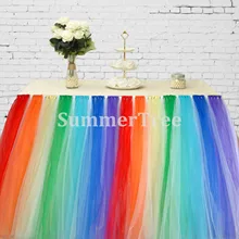 Радуга 100 см x 80 см Тюлевая оборка для стола Страна Чудес стол пачка плинтус свадьба день рождения, детский душ вечерние украшения