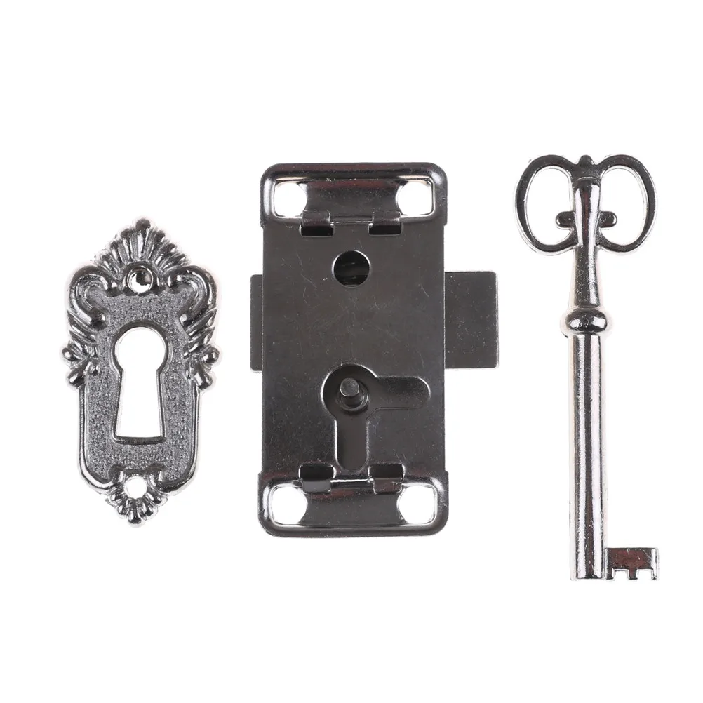 

2018 New 1Set Durable portable Vintage Antique Style Iron Lock + Key for Drawer Cabinet Wardrobe Cupboard Door