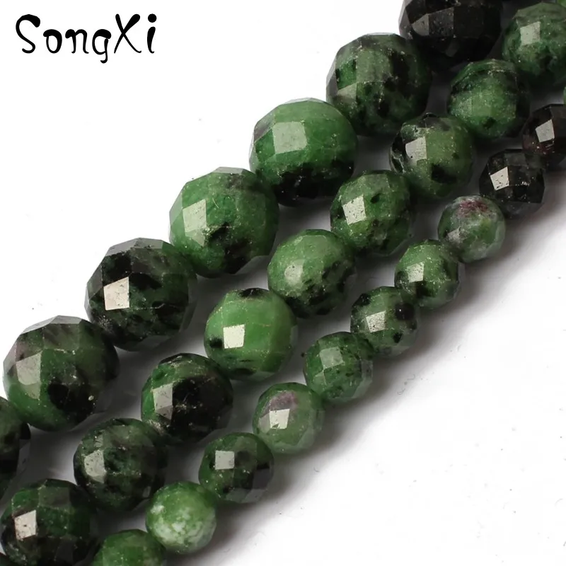 Бусины Из граненого камня Epidote круглые бусины россыпью для изготовления