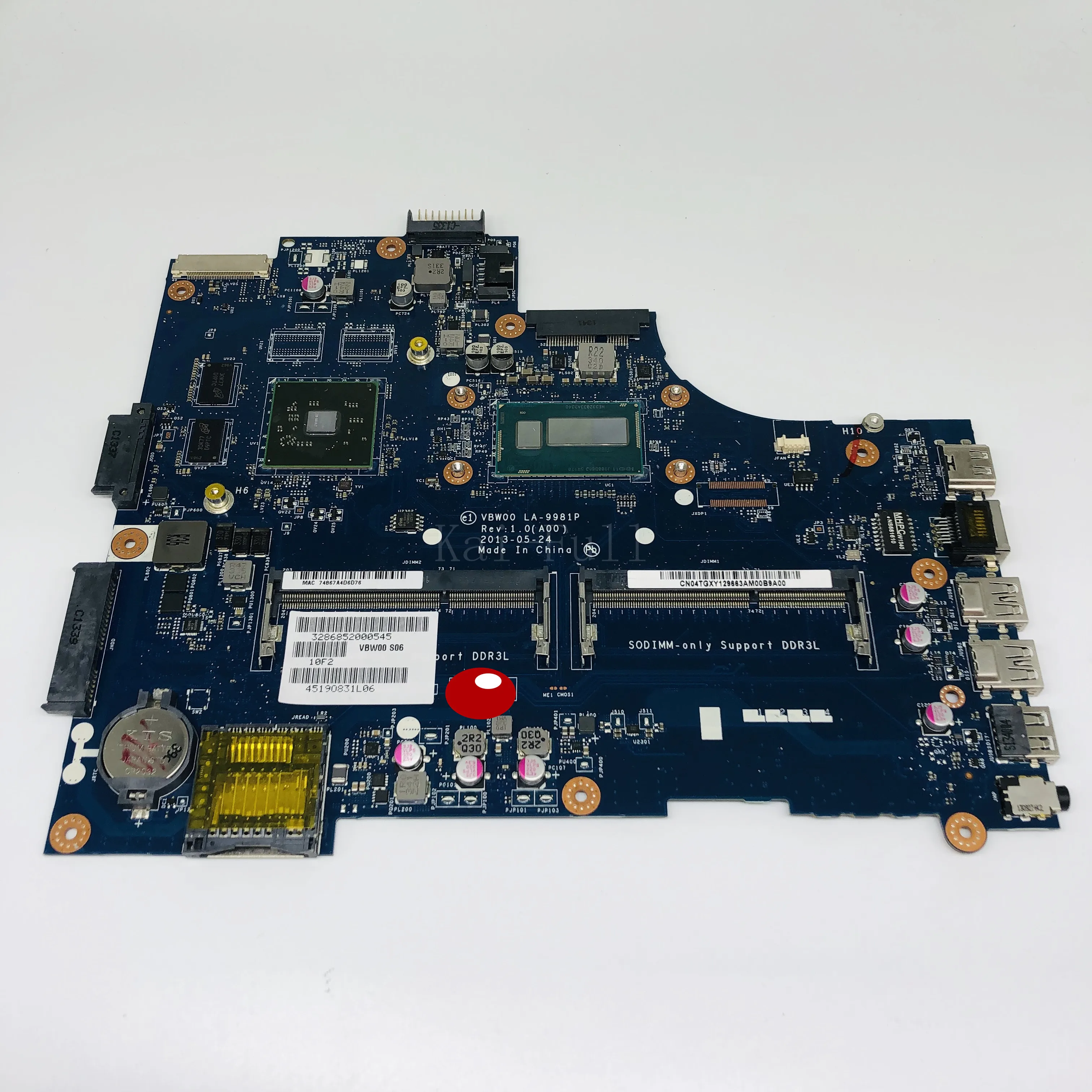 Discount  VBW00 LA-9981P Laptop motherboard For Dell Inspiron 15R 3537 5537 Test original mainboard I7-4500U 