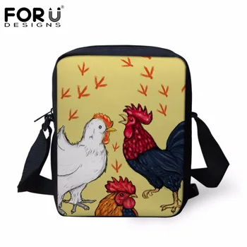 

FORUDESIGNS Stylish Fashion Girls Cross Body Bags Funny Art Chicken 3D Print Canvas Messenger Bags Women Tote Bags Handbags Bag