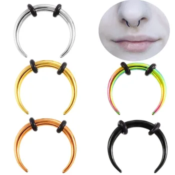 

MODRSA 1Piece Stainless Steel Septum Clickers Nose Rings Hoop Cuvved Bars Helix Horseshoe Nose Piercing Nariz Sexy Body Jewelry