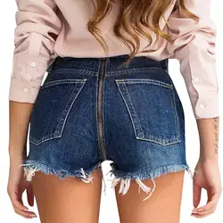 Для женщин джинсы с молнией, Шорты, бахромой широкий ноги Штаны и jeaBack молнии Джинсовые шорты Штаны кисточкой широкие брюки джинсы