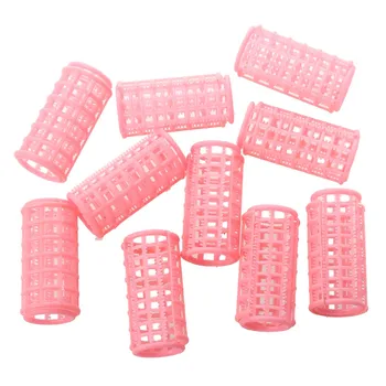 

HHFF Lady Pink Plastic Magic Circle Hair Styling Roller Curler 10 Pcs