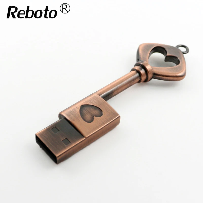 Retobo Usb 2,0 Медь любовь Форма ключ Pen Drive Personalizado 64 ГБ 4 ГБ 8 ГБ 16 ГБ 32 г drive Memory Stick высокое Скорость U диска