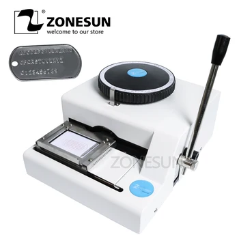 

ZONESUN 28.6*50.8mm 52-character Letters Manual Dog Tag Embossing Machine Embosser Tag Card Print Metal Plate Stamping Embosser