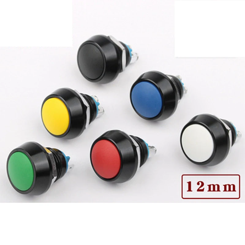 

12mm domed Momentary 1NO Zinc-aluminum Alloy Button Metal Push Button Switch waterproof press button reset switch