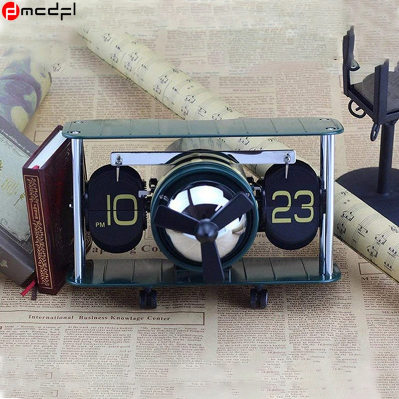 

Home Decor Retro Flip Clock Vintage Digital Table Watch Mechanical Clocks Aircraft Plane Relogio De Mesa