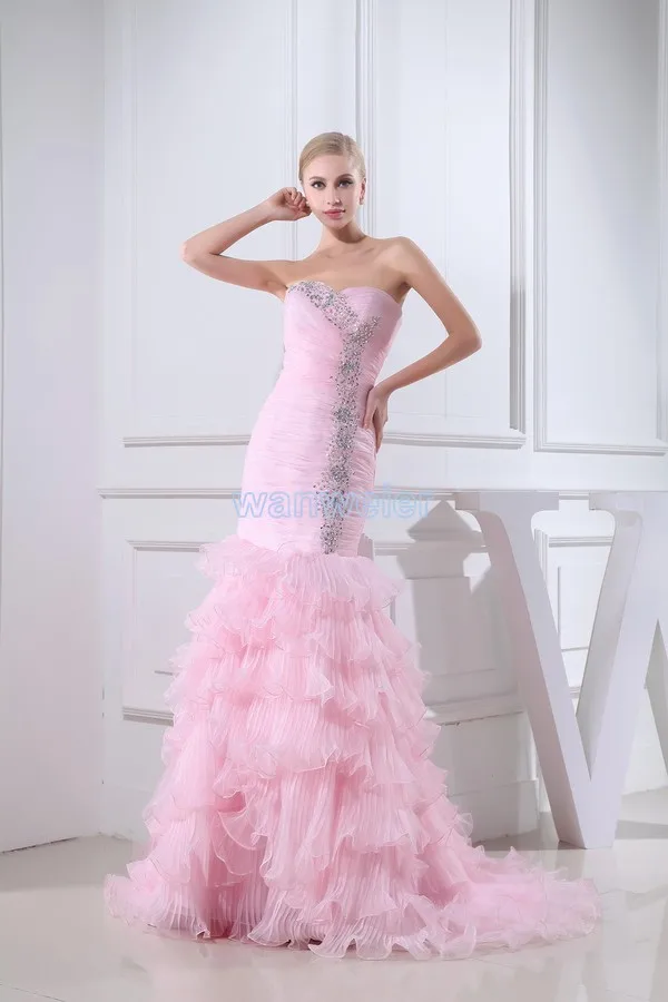 

free shipping 2013 new design crystal style handmade custom size/color dresses warli bridal gown mermaid pink wedding dresses