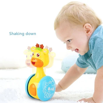 

Baby Rattle Tumbler Doll Deer Toy Music Learning Educational Toy Gift 0-24 Months Crawling Practice Hand Exercise