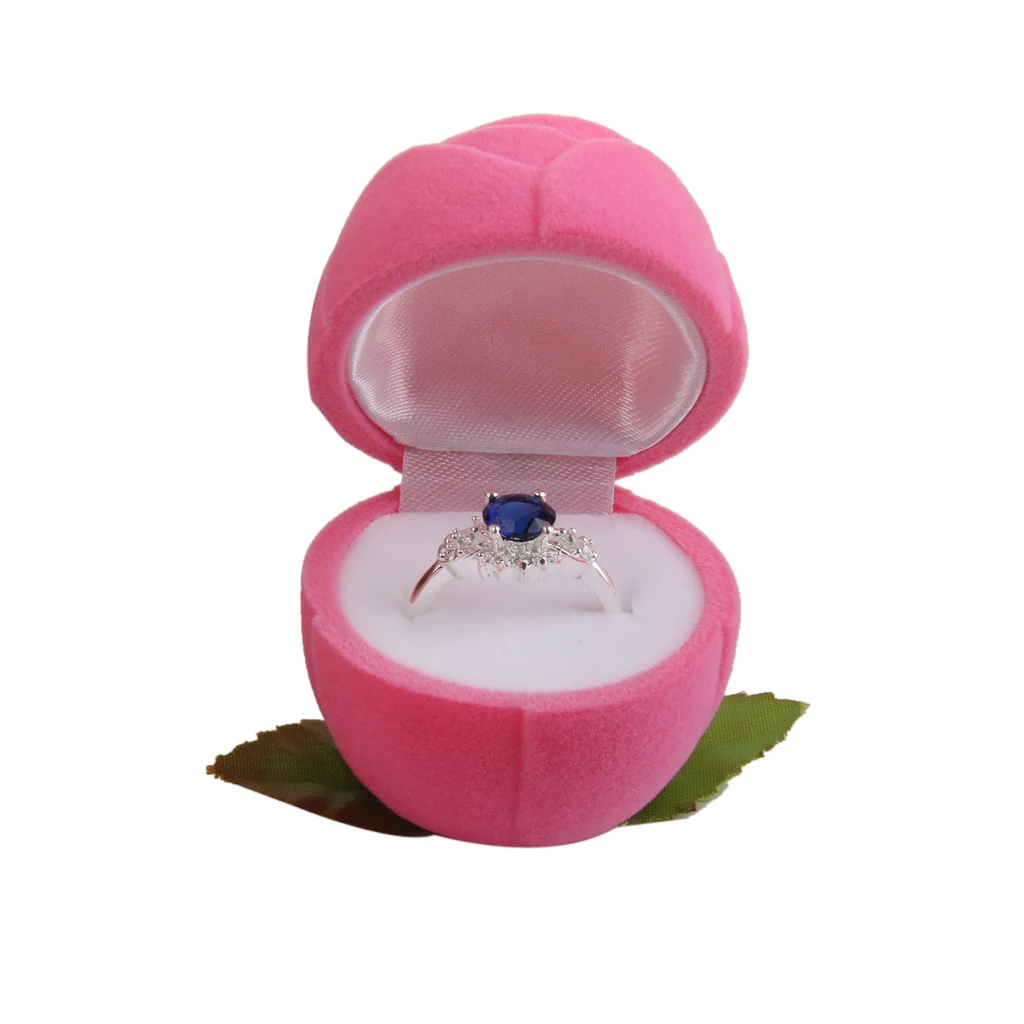 

Pink Rose Velvet Ring Jewelry Display Lovely Engagement Wedding Originality Gift Storage Box Case Jewellery Holder Organizer
