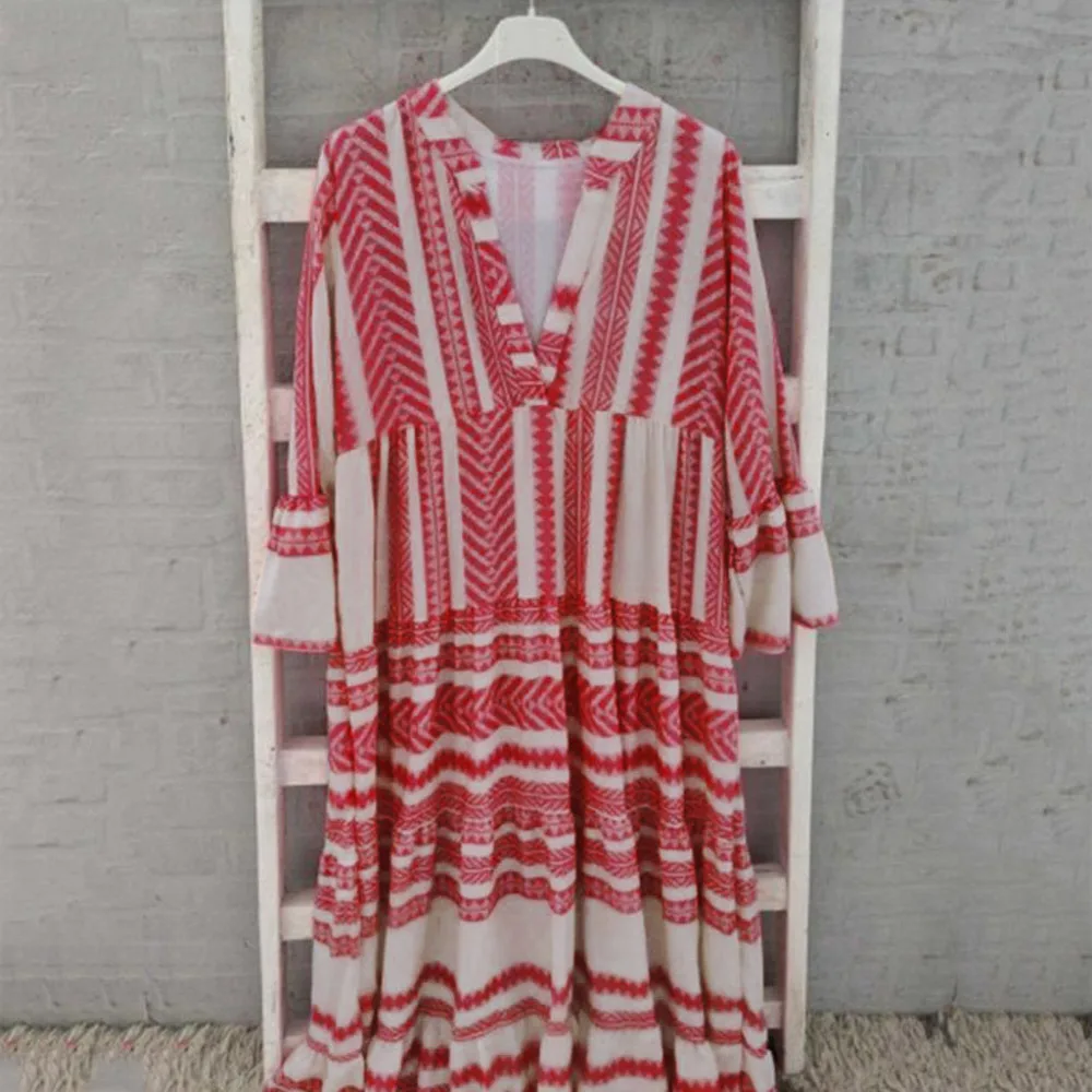 2019 summer woman printed long-sleeved beach dress long sexy sunscreen beach dress cover up pretty beach dress plus size 40J5 (19)