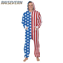 Raisvern зимний теплый мужской комбинезон со звездами и полосками, повседневный комбинезон с капюшоном и длинным рукавом, забавные мужские комплекты, комбинезоны