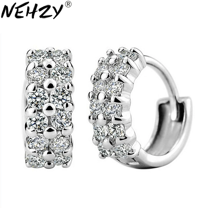 

NEHZY Silver buckle wild double crystal ear jewelry lovely ladies fashion high quality jewelry manufacturers, wholesale