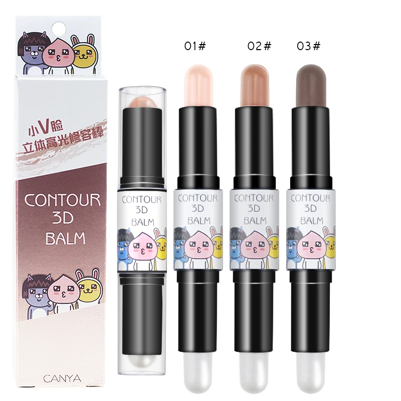 

Pudaier 3Colors 3D Effect Face Concealer Stick Pen Corrector Base Contour Palette Contouring Make Up Dual Double Head Cream