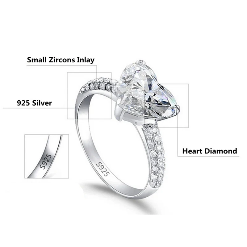 Женское Обручальное кольцо в форме сердца с цирконом|wedding engagement ring|engagement rings for