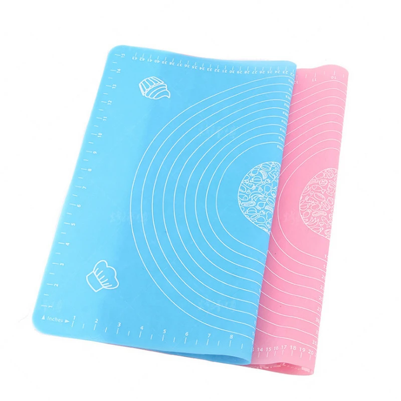 Large Rubber Baking Pad Silicone Mat for Dough Rolling Non-stick with Scale Dough Pad Baking Pastry Pans Kitchen Cooking Tools